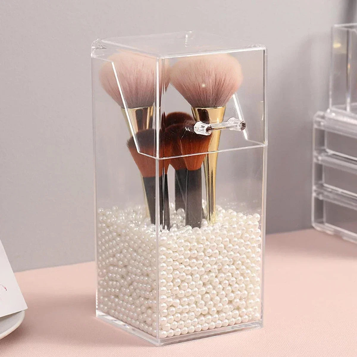 1/2Pcs Makeup Brush Storage Box Simple And Transparent Multifunctional Makeup Brush Storage Rack Simple Durable And Practical Oasis Select
