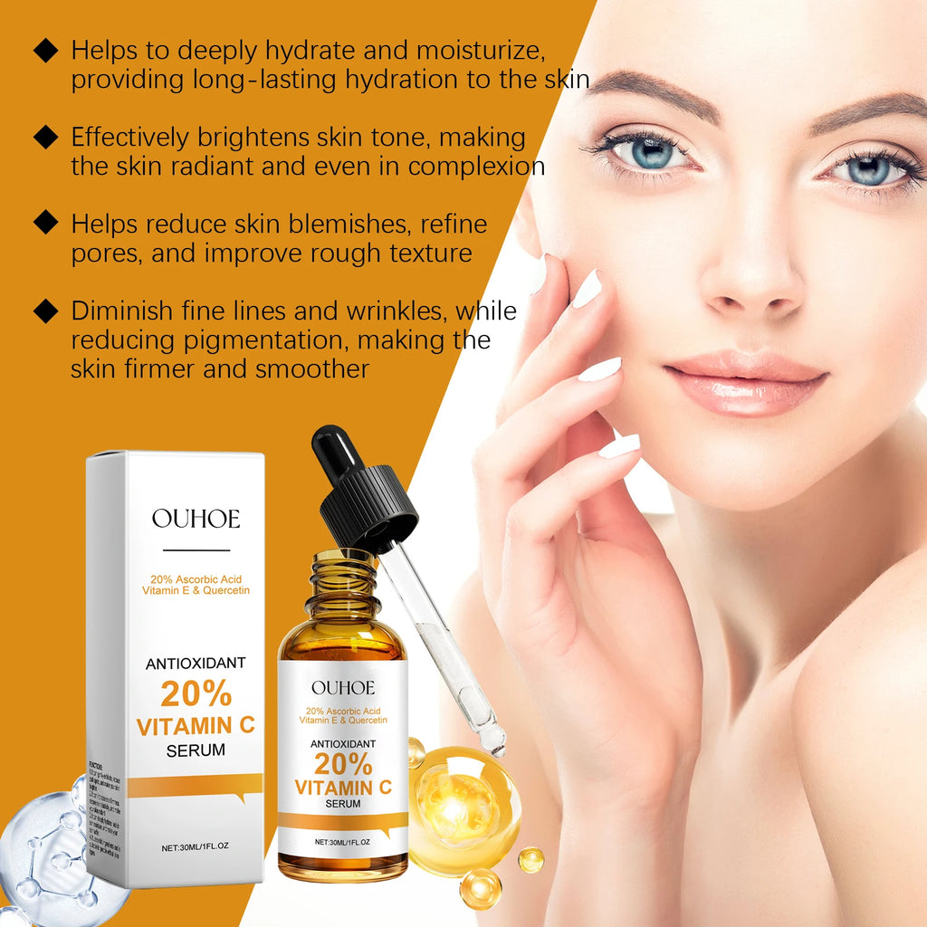 Vitamin C Facial Serum Anti Aging Deep Hydrating Fade Fine Wrinkles Brightening Moisturizing Repair Nourishing Skin Care Essence Oasis Select