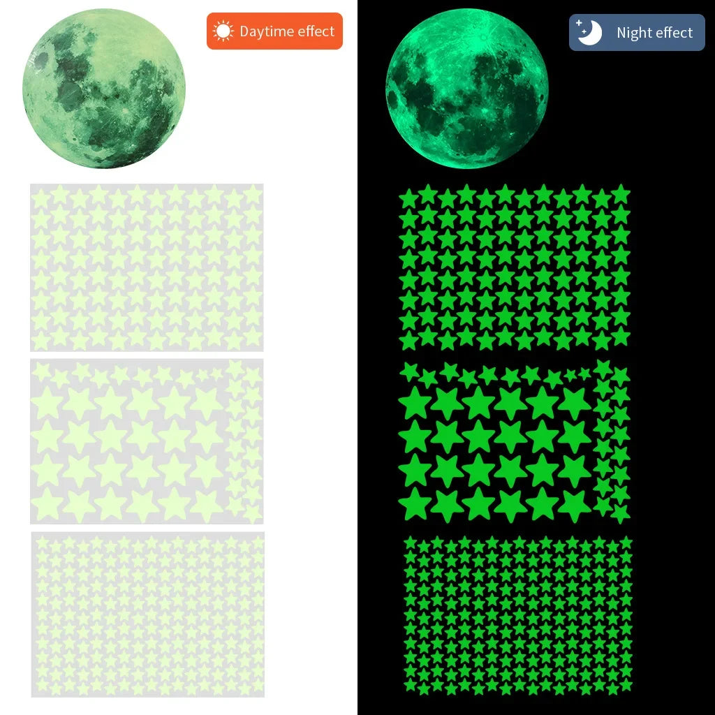 Luminous Moon Stars Wall Stickers for Kids room Bedroom Decor Glow in the dark Earth Wall Decals Noctilucent Stickers Home Decor Oasis Select