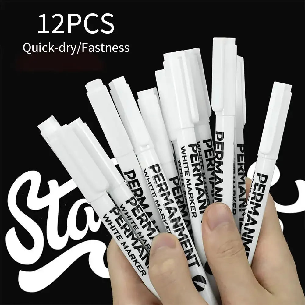 12-Pack Waterproof Oil Paint Marker Pens 1mm – Tire, Glass, Metal