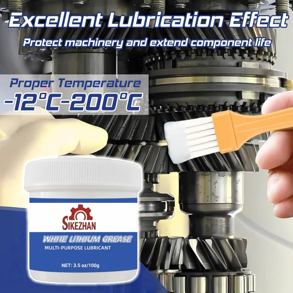 Premium White Lithium Grease With Brush Waterproof Multi-Purpose Lubricant Anti Rust Auto Marine Garage Door Hinge Metal Parts Oasis Select