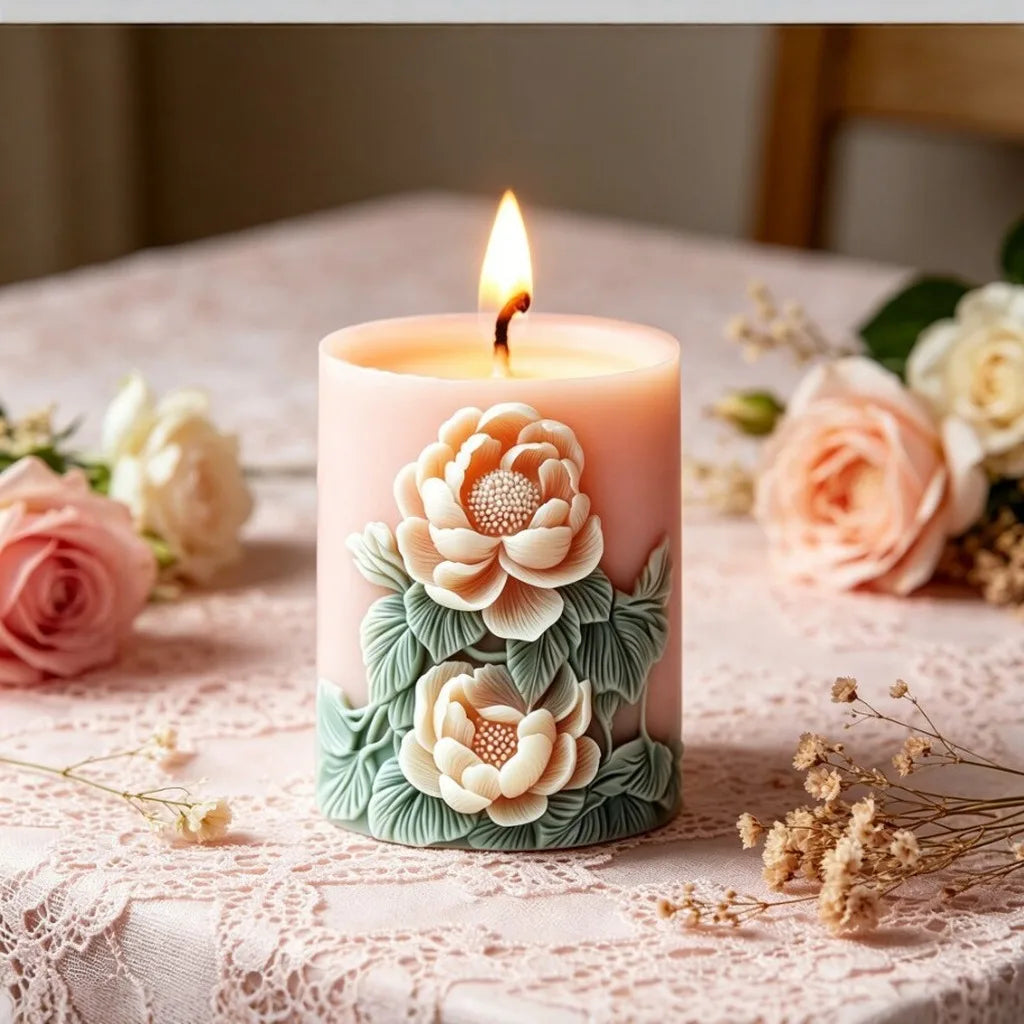 3D Rose Silicone Candle Mold | DIY Floral Aromatherapy Mould