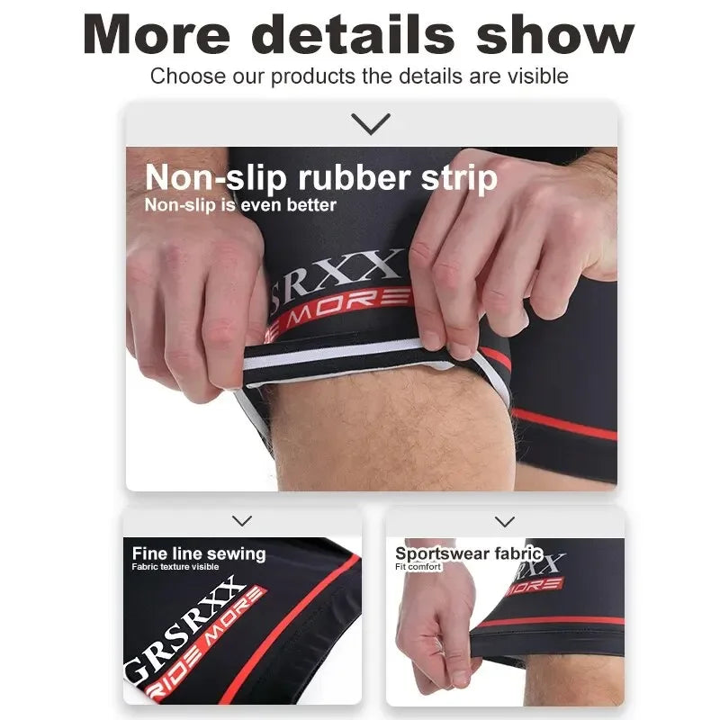 GRSRXX Men's Cycling Shorts Anti-slip Leg Grips Bike Shorts Shockproof 5D Pads Breathable Ciclismo MTB Road Bicycle Bib Short Oasis Select