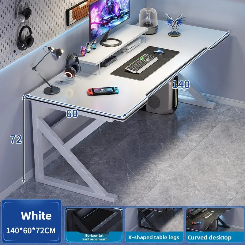 Gaming table Modern simple desktop video game competitive table Simple office learning computer table Oasis Select White-140-60cm
