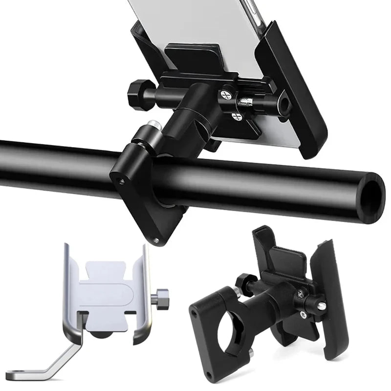 Universal Metal Motorcycle Phone Holder Aluminum Alloy Anti-Slip Bracket GPS Clip Adjustable Phone Stand for 4-6.5inch Phone Oasis Select