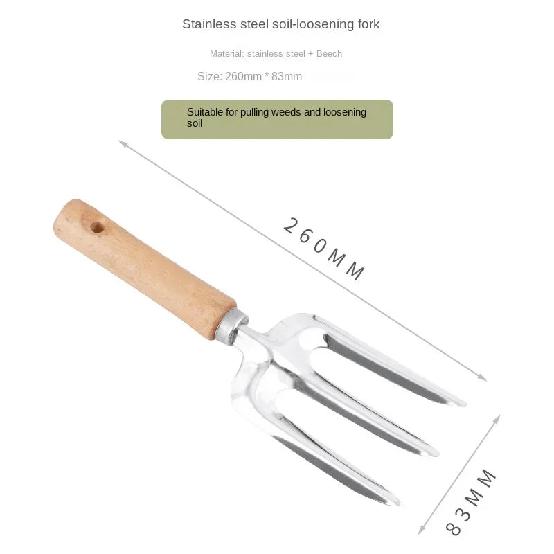 5-piece Stainless Steel Tool Shovel Garden Tool Rake Shovel Set Potted Vegetable Shovel Outdoor Planting Household Garden Tools Oasis Select loose soil fork260mm