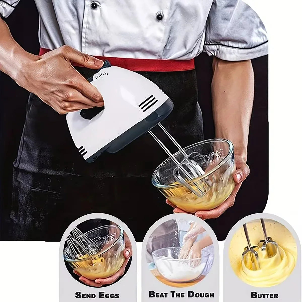 Handheld Electric Egg Beater 7-Speed Mini Automatic Mixer for Egg White And Cream with EU/US Plug Household Kitchen Tool Oasis Select