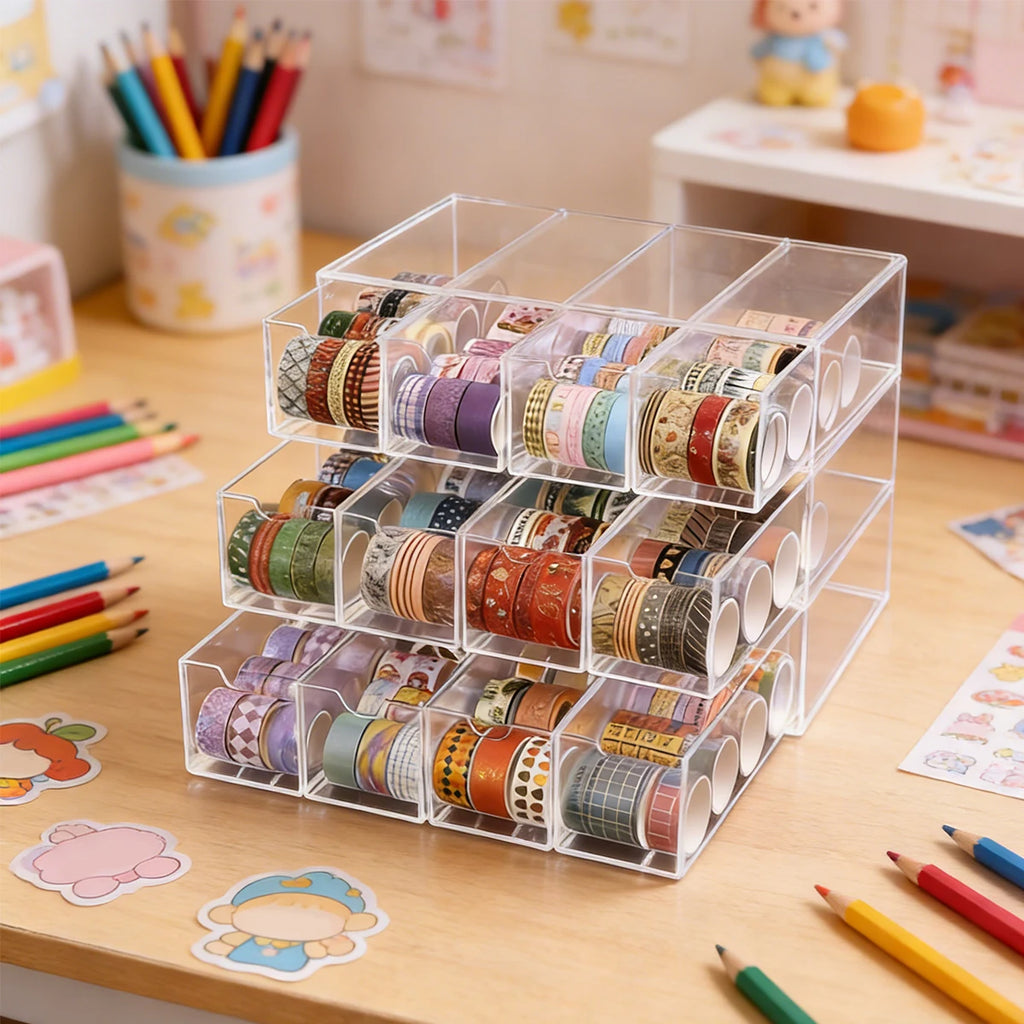 1pc Drawer Style Sticker Hand Account Countertop Storage Box Stackable Stationery Multifunctional Home Office Desk Organizerr Oasis Select