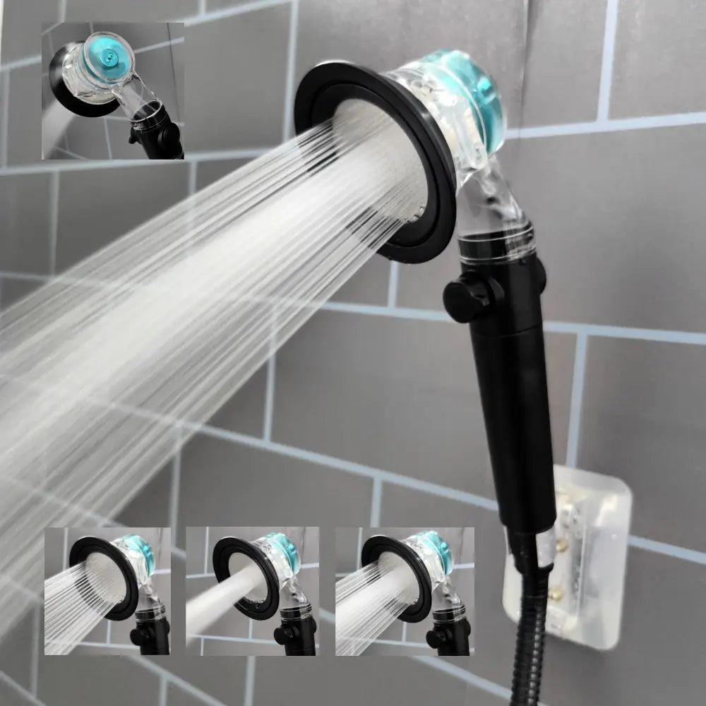 Luxury Design 3 Modes Turbo Fan Shower Head High Pressure Water Saving Spray Adjustable Showerhead Filters Bathroom Accessories Oasis Select Black Shower