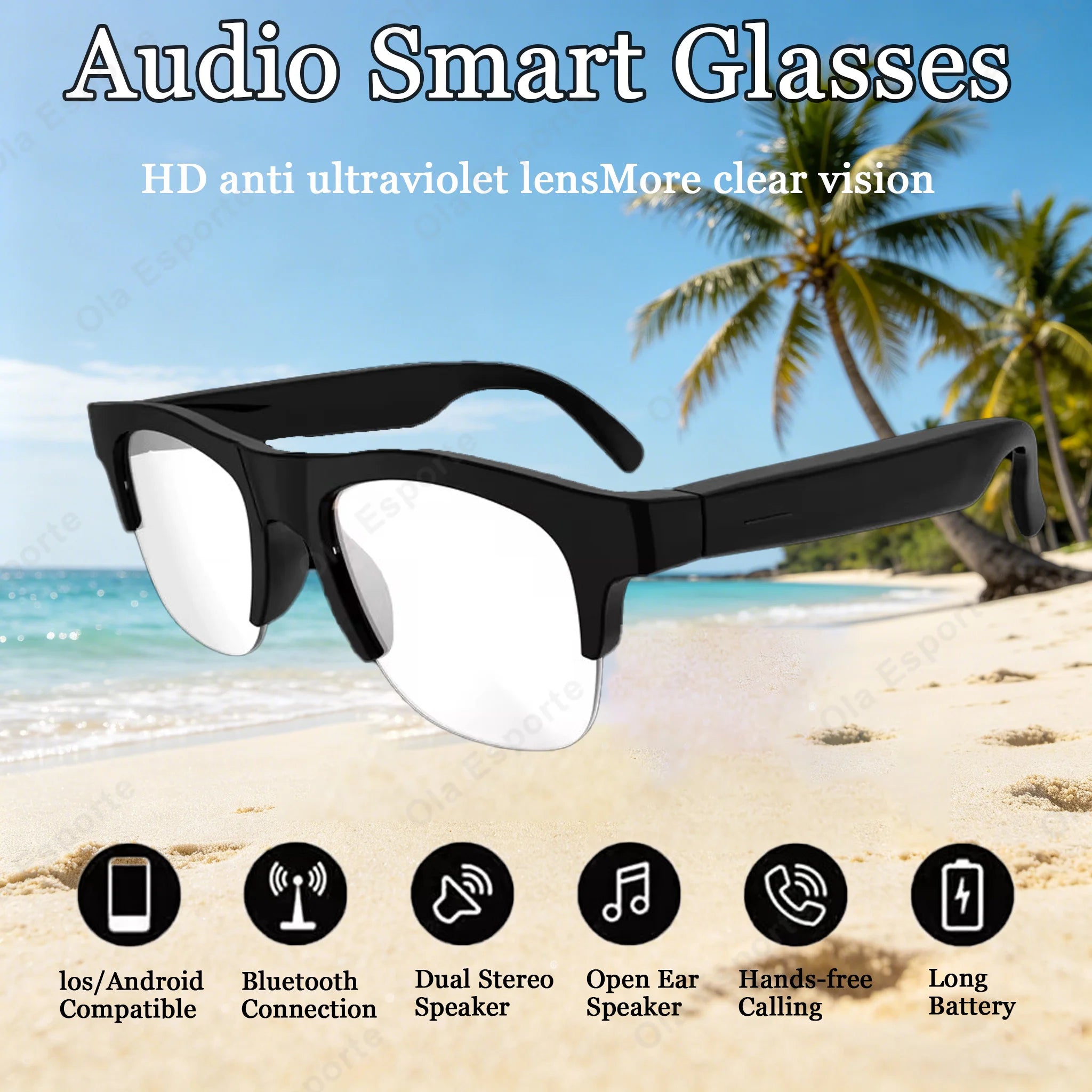 Bluetooth Smart Sunglasses – UV Polarized, Music & Calls