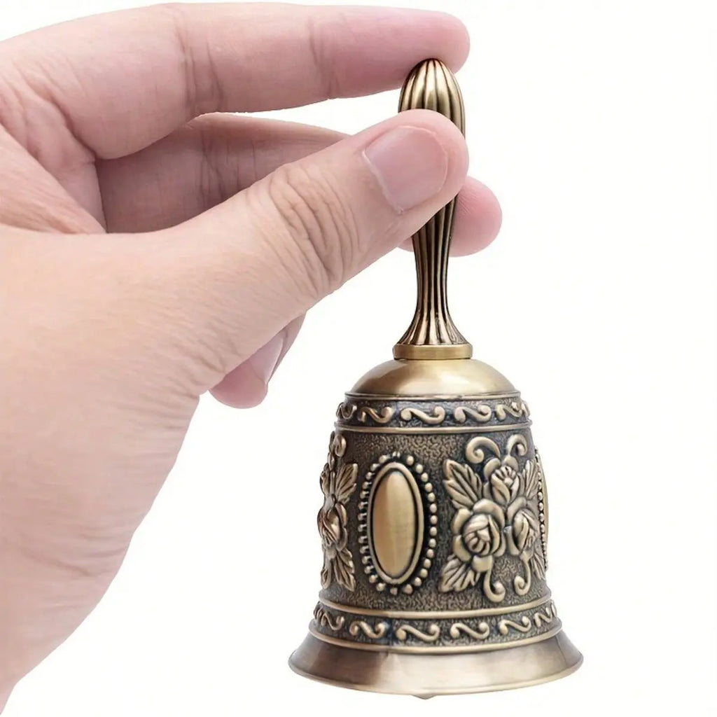 1pcs Elegant Brass Hand Bell - Durable, Polished Finish - Ideal for Weddings, Announcements & Service Oasis Select