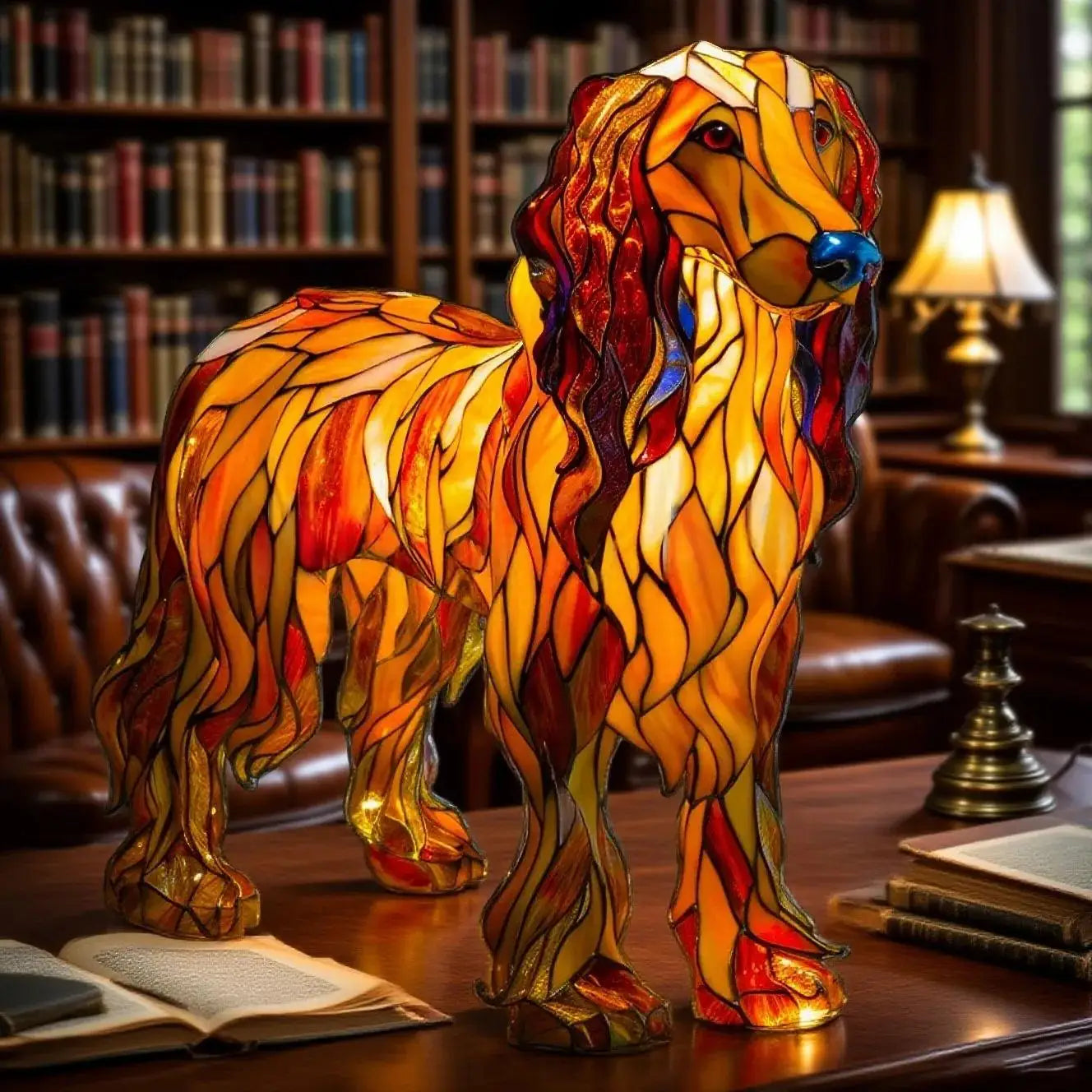 Colored Resin Animal LED Light,Stained French Tabletop Night Light,Cute Pet Dog Themed LED Table Lamp,Cozy Bedroom Ornaments Oasis Select C