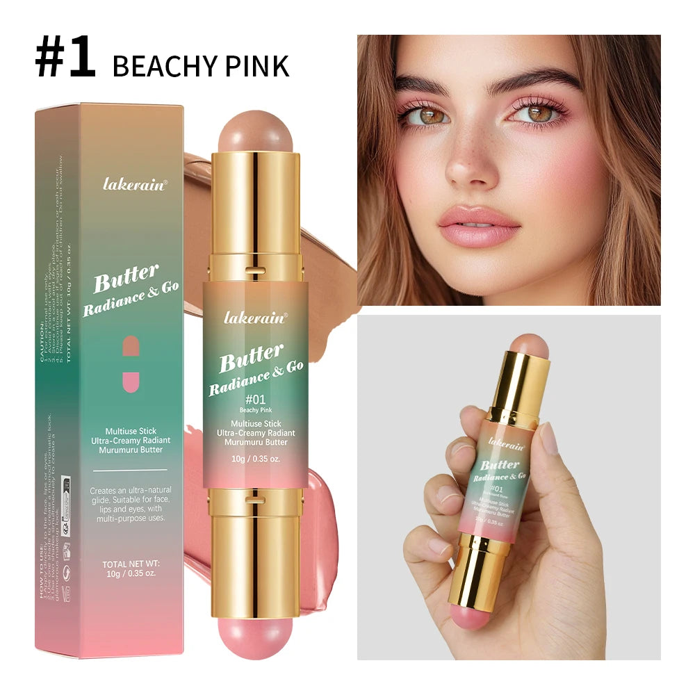 2 IN 1 Multiuse Stick Double Headed Bronzer Blush For Cheeks Eyes Lips Long Lasting Matte Glow Makeup Contouring Stick Makeup Oasis Select 01