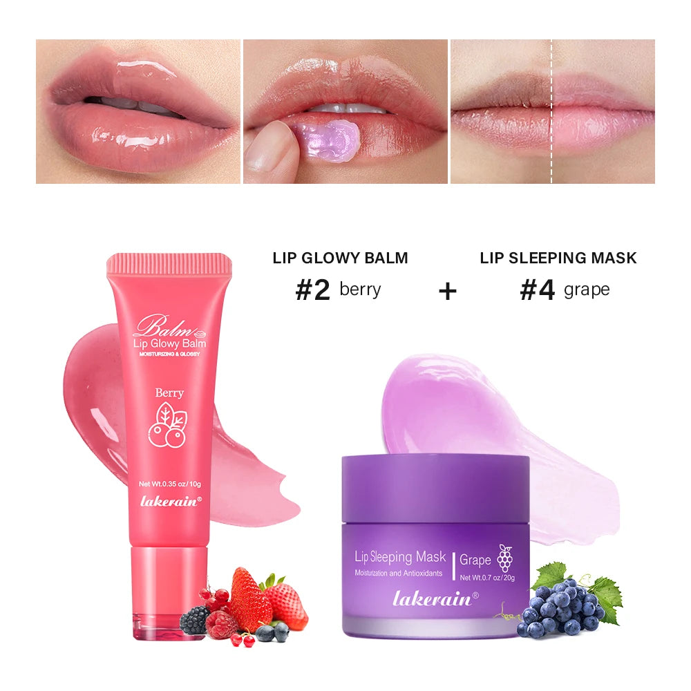 Lip Balm & Lip Mask Set Moisturizing Night Lips Care Multiple Colors Makeup Maintenance Lip Anti-Cracking Lip Oil Care Cosmetic Oasis Select SET 8