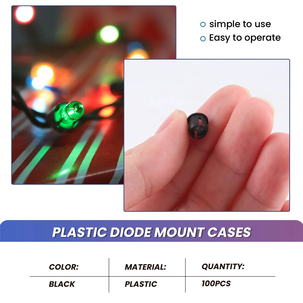 100 Pieces Black Plastic 5mm LED Clip Holder Display Panel Mount Cases Oasis Select