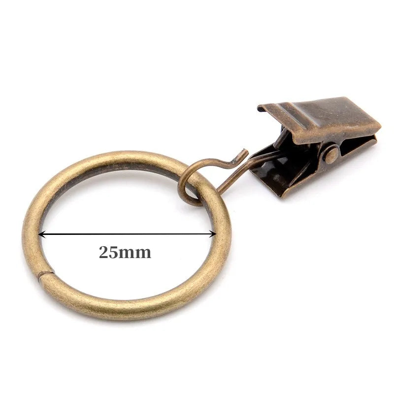 10PCS Curtain Hooks Hanging Clips Metal Clip Rustproof Curtain Rods Hangers Split Curtain Rings Buckles Eyelets Grommet Hook Oasis Select bronze 25mm