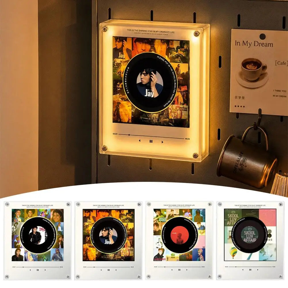 NFC Sensing Song Player With Acrylic Built-in Speaker Rotating Disc Night Light Automatic Singing Refrigerator Magnetic Sticker Oasis Select