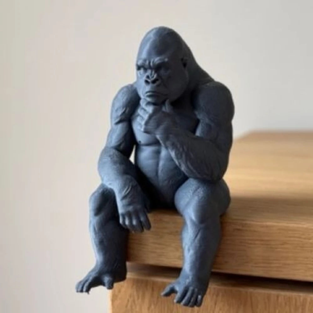 Thinking Gorilla Shelf Sitter Figurine Meditation Sitting Ape Ornaments for Home Book Edge & Office Desktop Ornament Decor Gifts Oasis Select