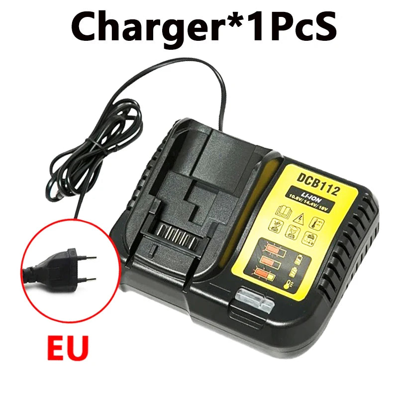 [Battery + Charger Set] 18-20V 6.0Ah/8.0Ah/12.0Ah Lithium Battery for DEWALT 20V MAX XR, DCB207 DCB205 DCB206, Oasis Select 1PCS EU Charger