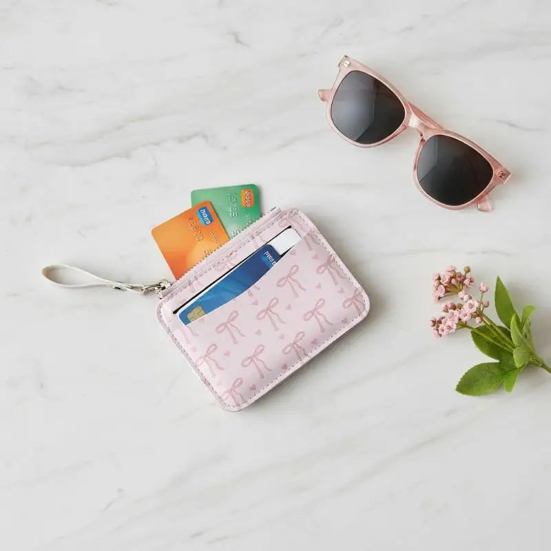 Bow Coin Purse & Card Holder – Slim PU Leather Women's Wallet