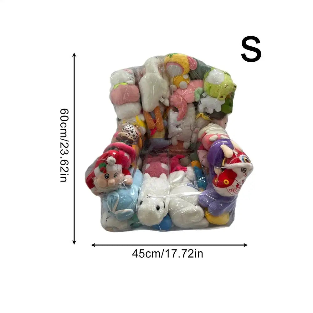 Stuffed Animal Bean Bag Storage Clear Waterproof Toy Organizer Bags with Zipper Sack for Corner Sofa Adults Dorm Bed Floor Room Oasis Select S Clear