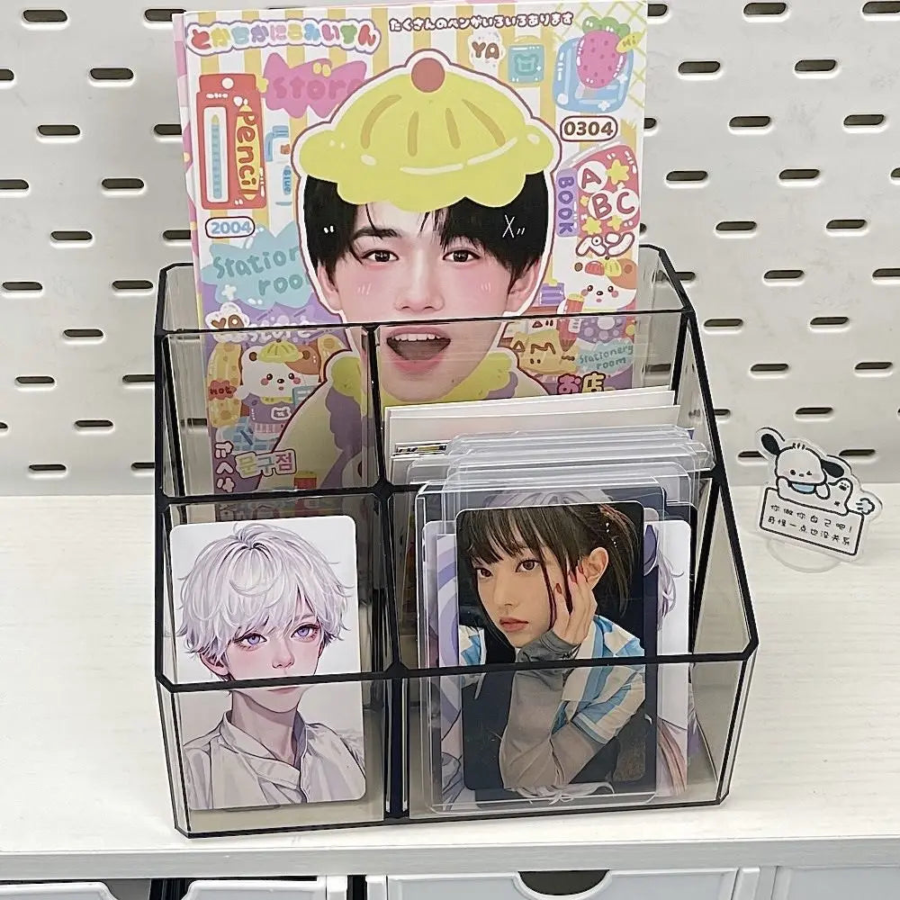 Large Capacity Desk Pen Holder Pen Stand Transparent Stationery Organizer 5-Grid Acrylic Pencil Storage Box Cosmetic Organizer Oasis Select gray 5 grid