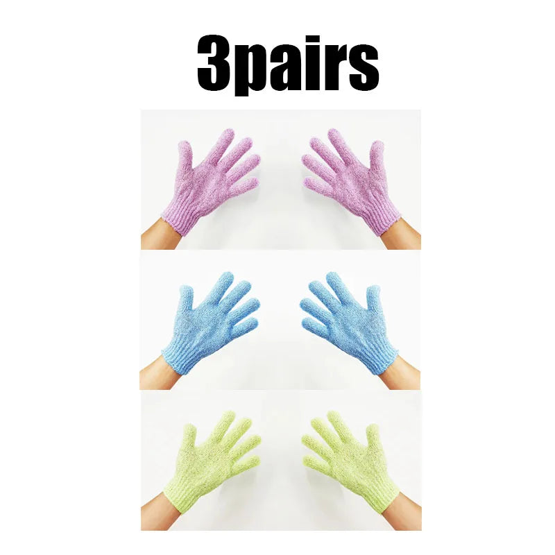 1/2/3pairs Body Cleaning Gloves Washcloth Soft Brush Home Hotel Bathroom Shower Ball Back Scrubber Exfoliating Skin Bath Gloves Oasis Select 3pairs mix 1