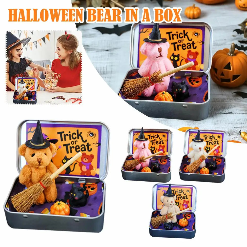 Cute Witch Teddy Bear in a Box – Halloween Plush Gift