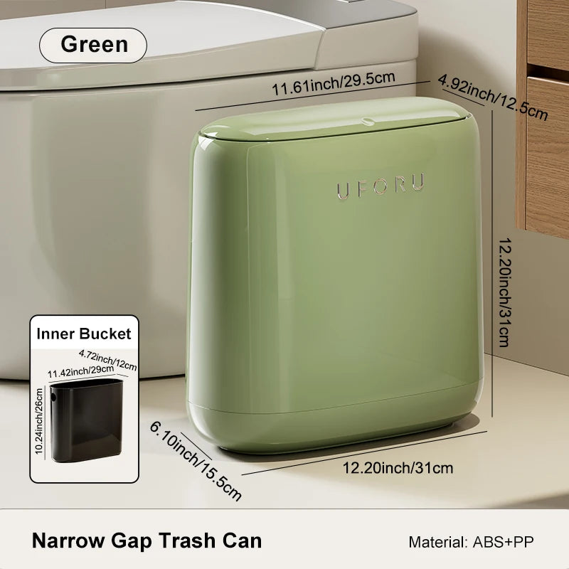 Waste bin, large-capacity pedal bin, fits into small spaces and narrow gaps, suitable for bathrooms, living rooms, bedrooms Oasis Select green