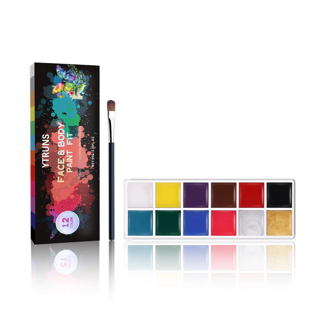 12-Color UV Glow Face & Body Paint Palette | Waterproof