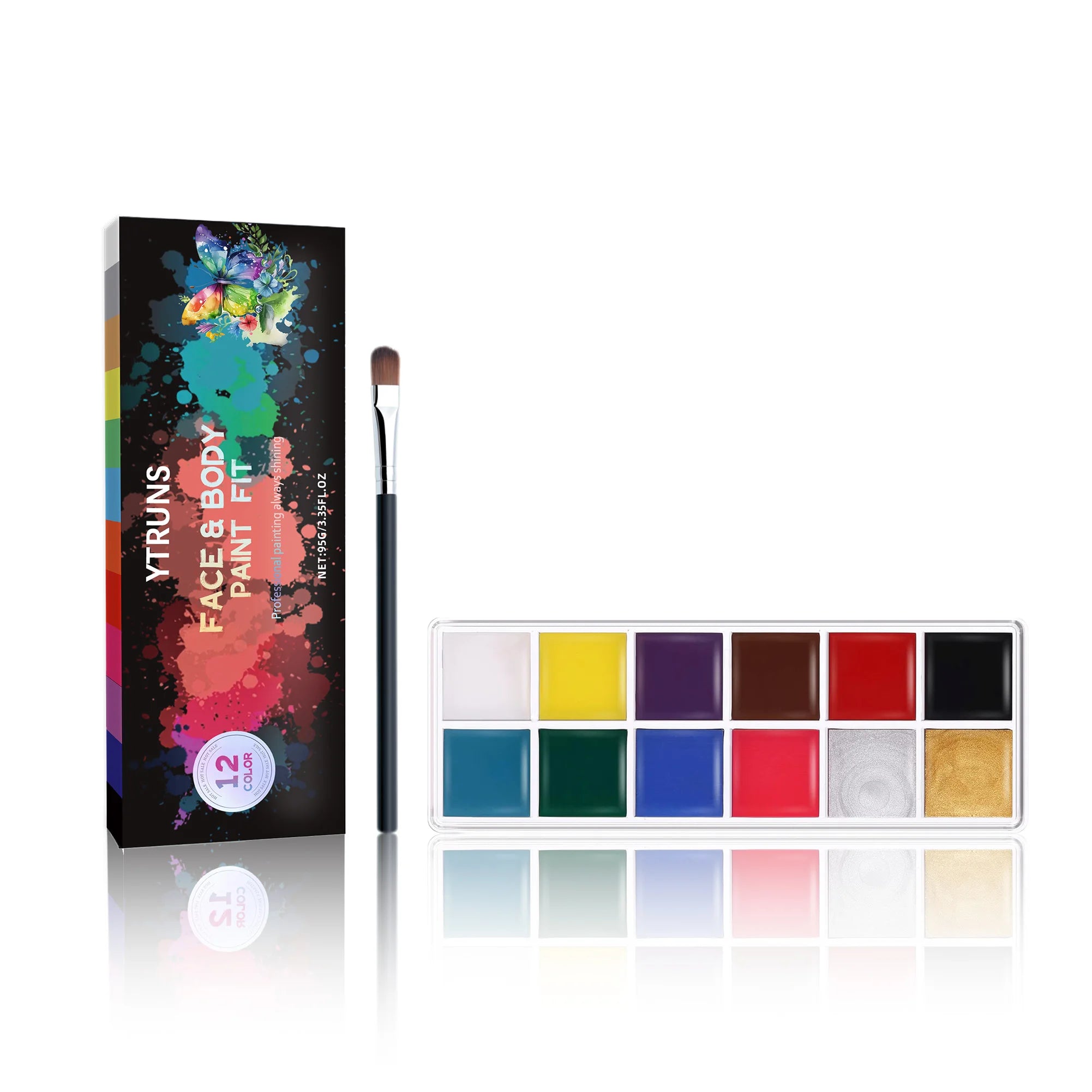 12-Color UV Glow Face & Body Paint Palette | Waterproof