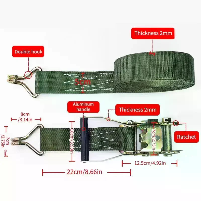 3M/6M/10M/15M Cargo Strap Heavy Duty Adjustable Ratchet Cargo Tie Down Strap Luggage Belt Tow Rope Tali Lashing Oasis Select