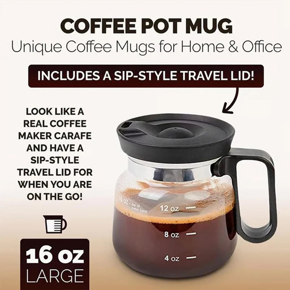 Coffee Pot Shaped Glass Mug – 16oz Borosilicate | Unique Gift