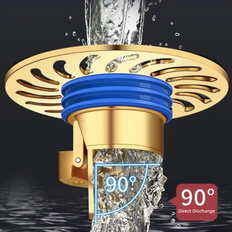 Floor Drain All-copper Shower Floor Drain Stopper Insectproof Anti-odor Deodorization Toilet Kitchen Bathroom Toilet Sewer Drain Oasis Select
