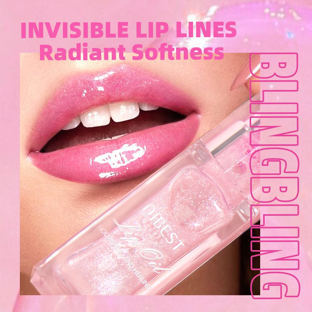 QIBEST Color Changing Lip Oil – Glitter Gloss & Balm