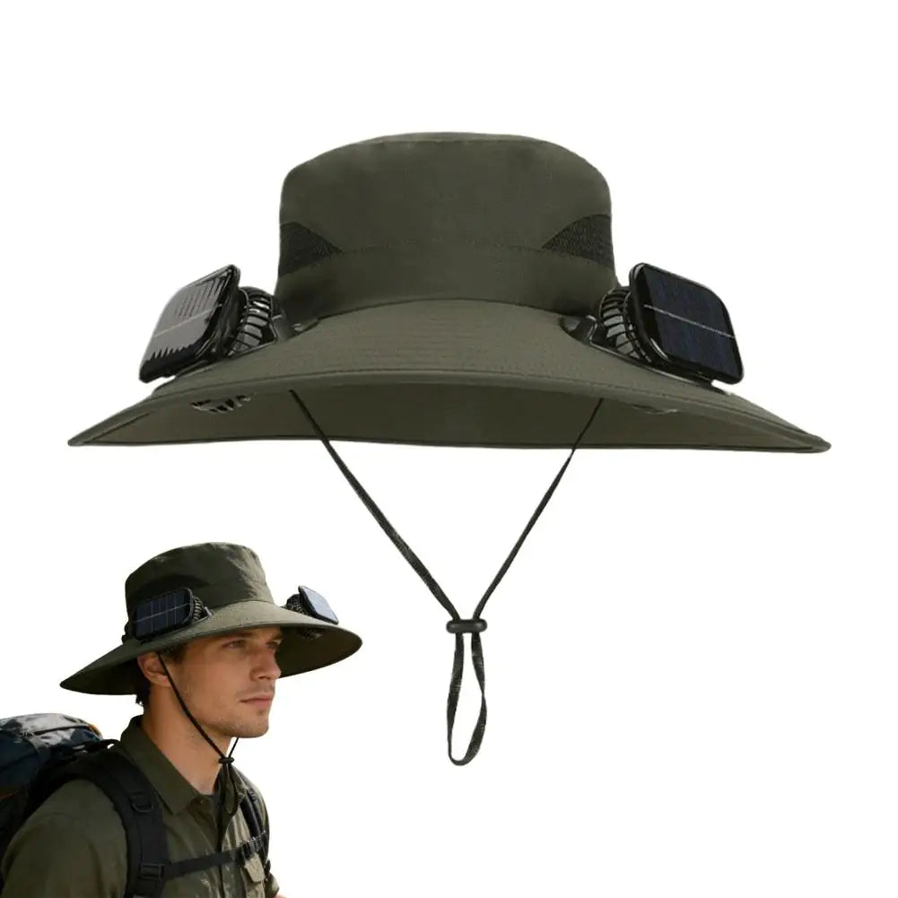 Solar Fan Hat – Wide Brim UV Protection & 3-Speed Cooling