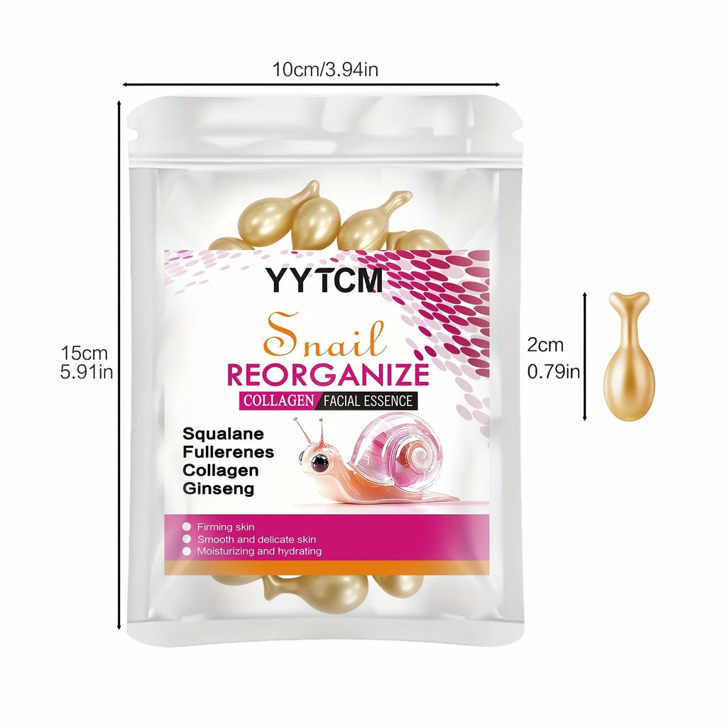 Snail Collagen Essence Capsules – Squalane & Ginseng | 30ct Face Serum Capsules Oasis Select