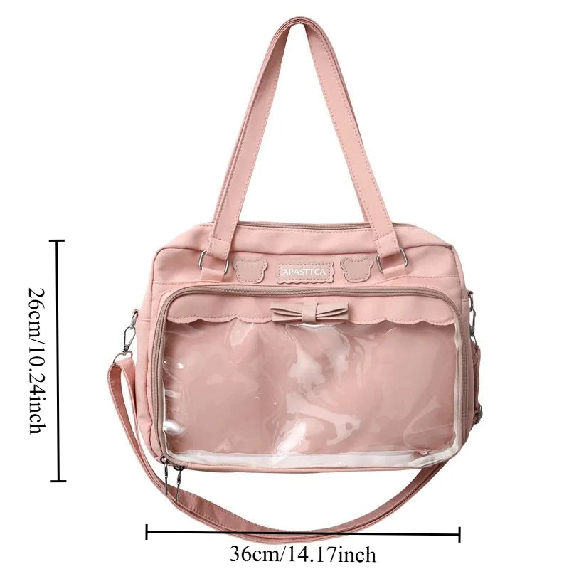 Japanese Style Cute Itabag Crossbody Shoulder Bag Ulzzang Sweet Fashion Bag for Girls DIY Badge & Plush Doll Display Ita Bag Oasis Select Pink 36X8X26cm