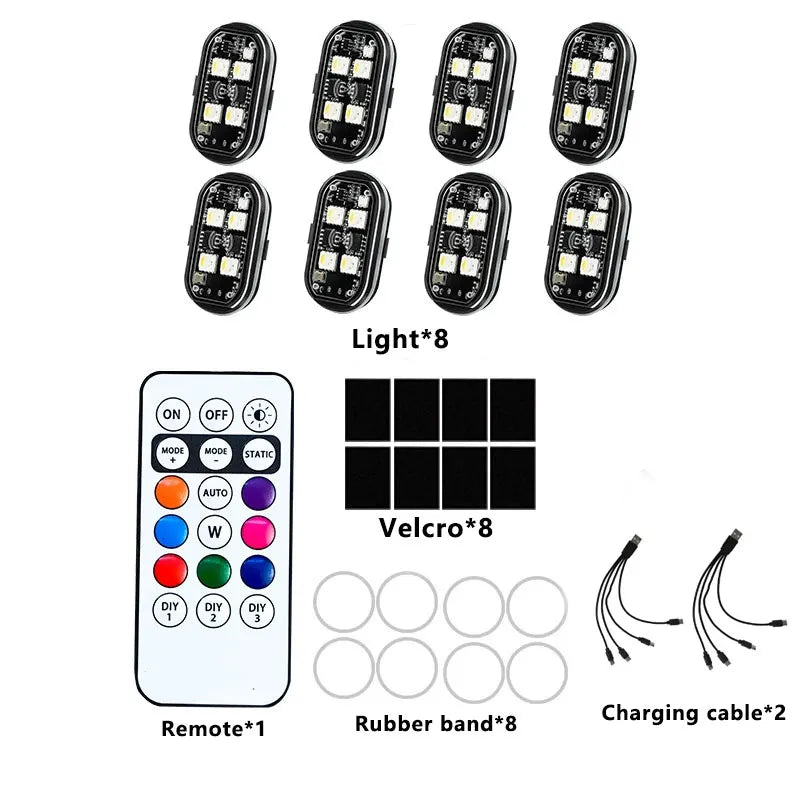 RGB LED Wireless Strobe Light – 8 Colors, Waterproof, Drone & Moto