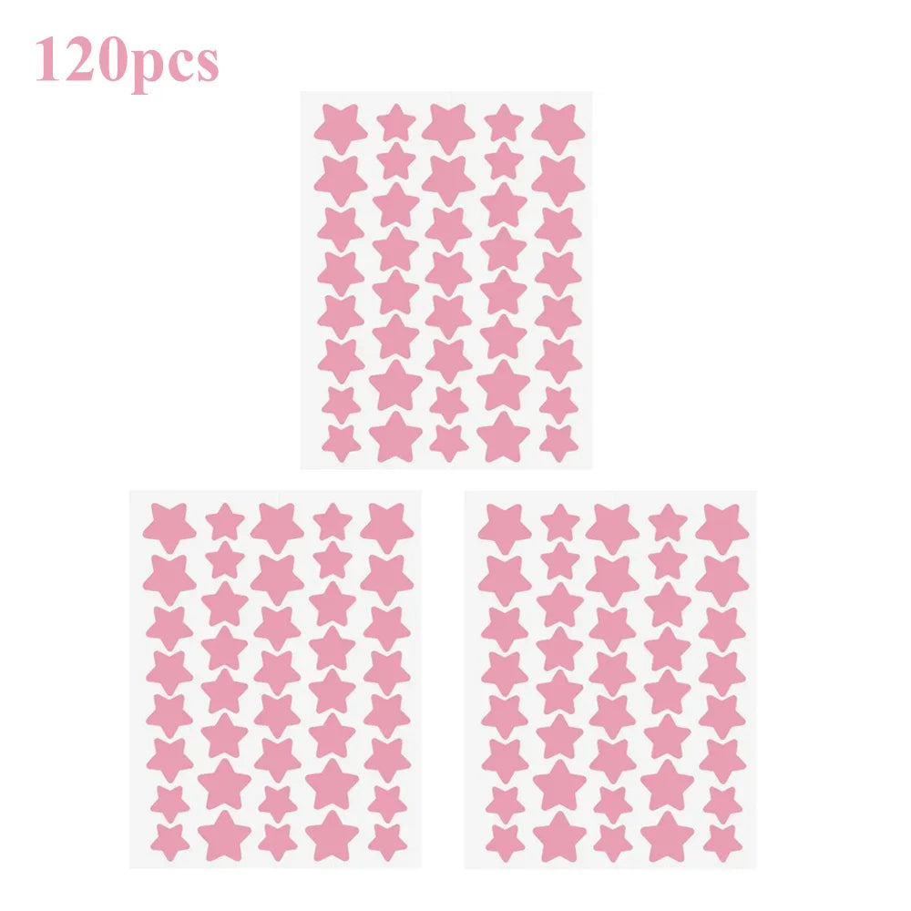 40pcs/120pcs Colorful PE Pimple Patches Cute Star Shaped Pimple Cover Sticker Invisible Pimple Cover Removal Pimple Patch Oasis Select Pink-120pcs