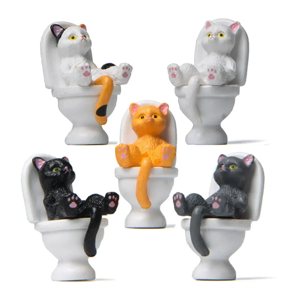 Funny Cat Spiritual Consolation PVC Appearance Toilet Office Mini Animal Cat Party Supplies Miniature Desk Decoration Oasis Select