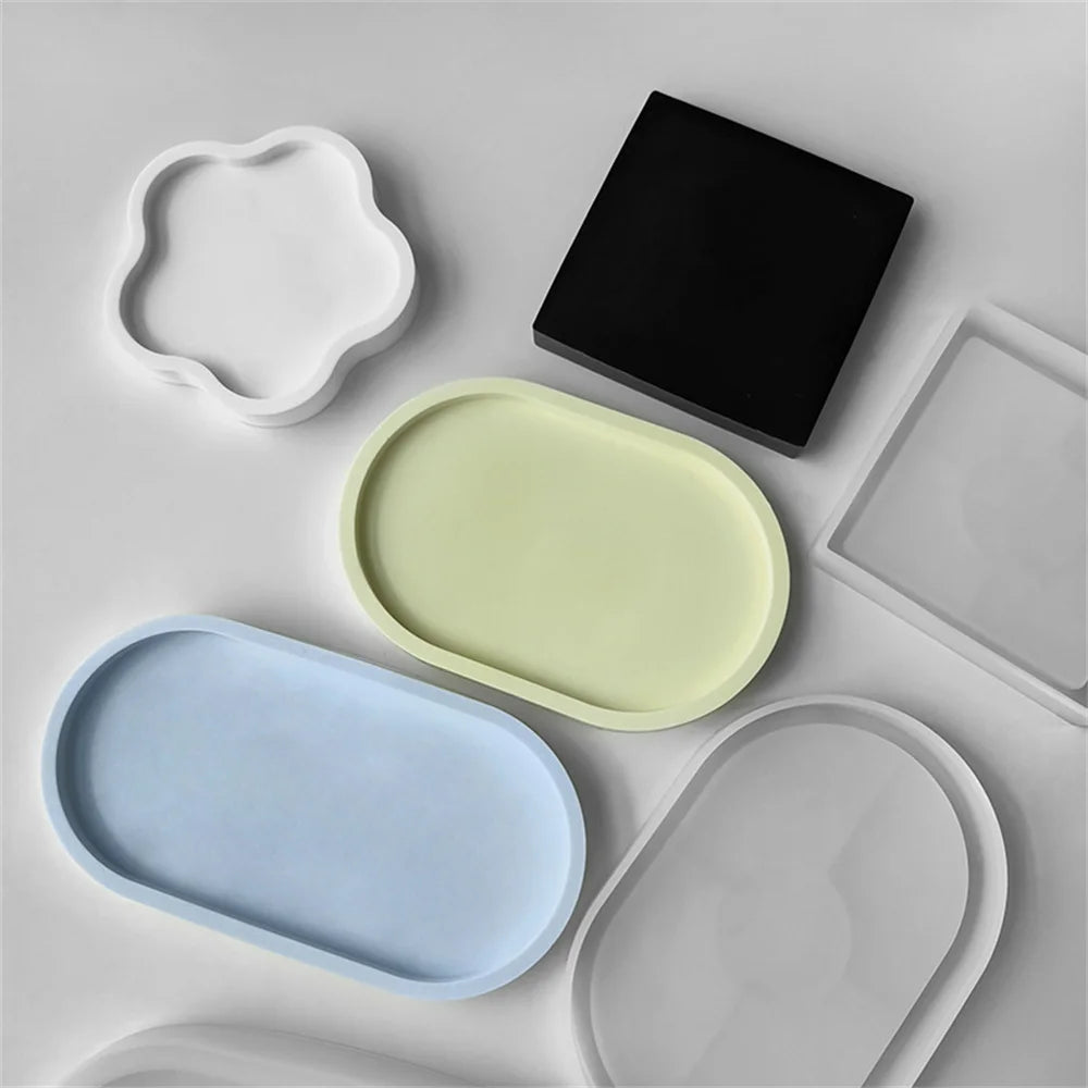 DIY Oval Tray Mold Storage Box Silicone Mold Oval Coaster Crystal Mold Ashtray Cement Flower Pot Mold Resin Casting Plaster Mold Oasis Select