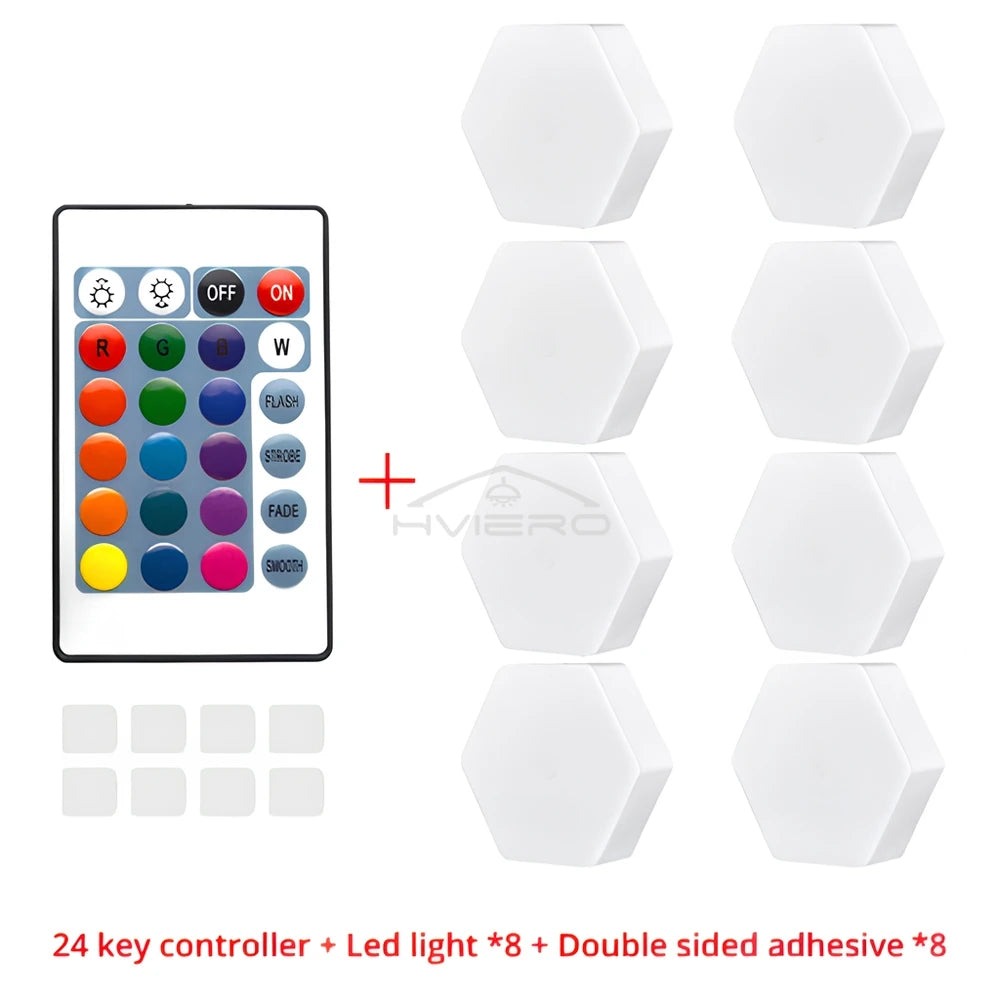 RGB Hexagon LED Wall Light – Touch & Remote Modular Honeycomb