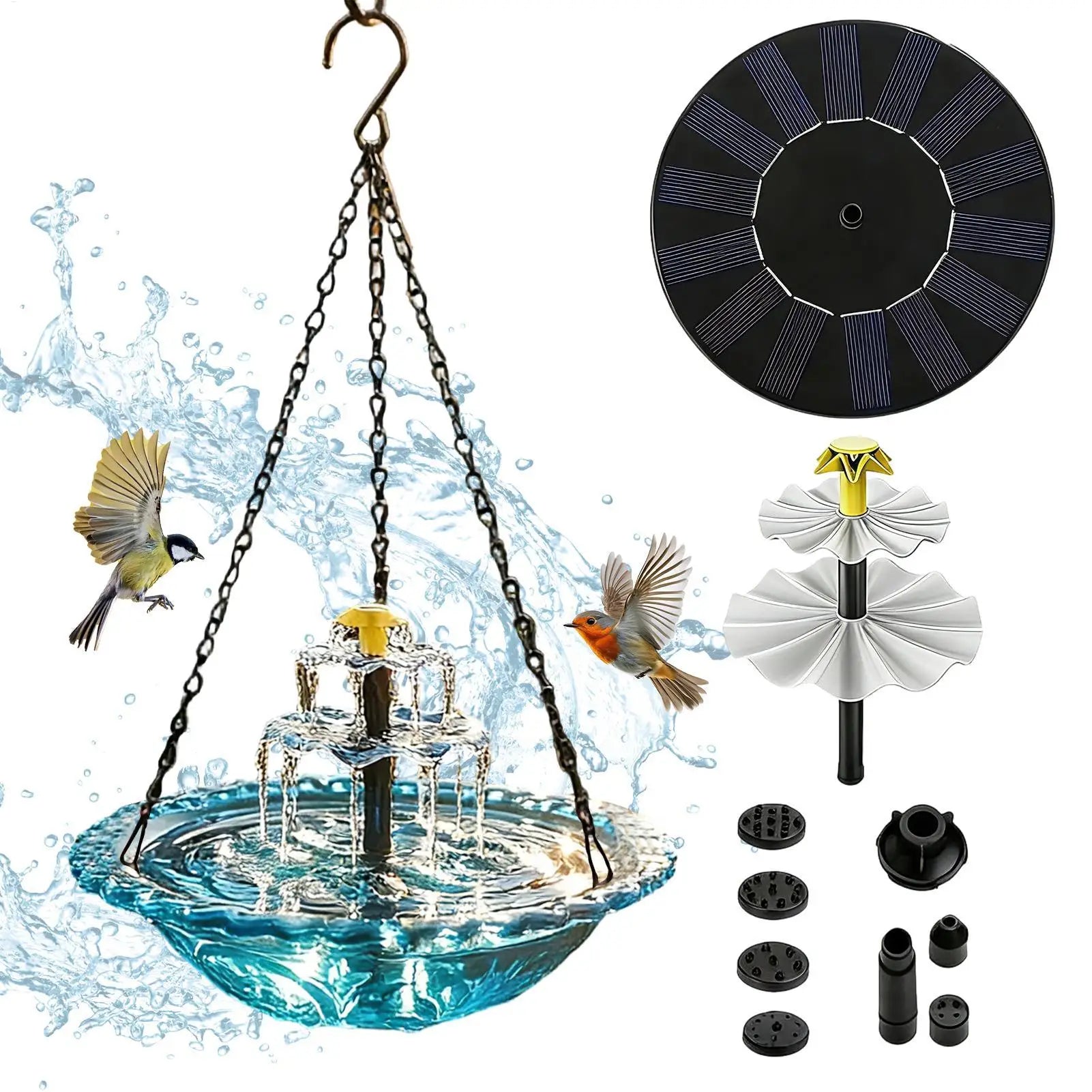 Solar Bird Bath Fountains Decorative with Pump Sprinkler Solar Powered Bird Bath Fountain for Outdoor Garden Yard Patio Porch Oasis Select