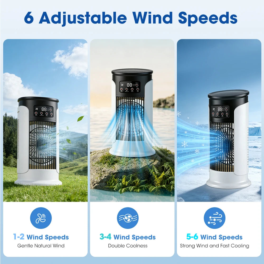 AFDEAL 6-Speed Desktop Misting Fan | Timer & 7-Color LED Desktop Misting Fan Oasis Select