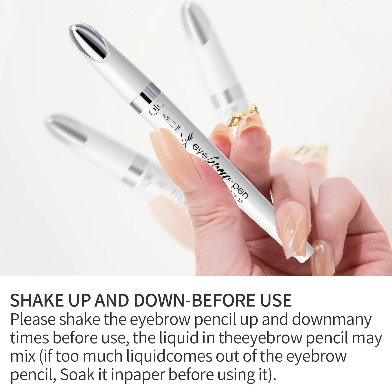 QIC Waterproof Microblading Eyebrow Pen – 4-Tip Natural Brow Look