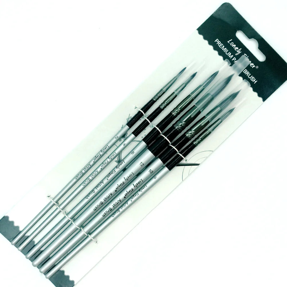 6/24pcs Paint Brush Set, Acrylic Paint Brushes, Professional Artist Series with Round,Flat, Angular,Filbert for Oil, Acrylic Can Oasis Select 6 Silver Round