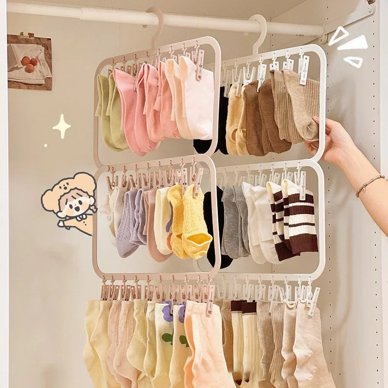 18/26 Clips Multi-layer Detachable Drying Rack Portable Clothes Hanger Household Organizer for Sock Underwear Towel Kid Garment Oasis Select