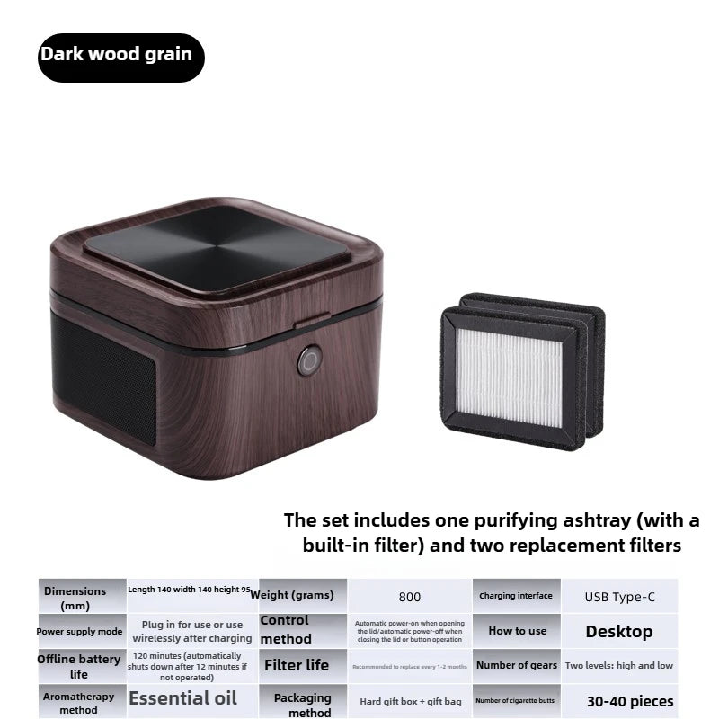 Purifying Ashtray High-end Atmosphere Upscale Device Anti Ash Fly Level Light Luxury Creative Intelligent Male Gift Oasis Select B color box package