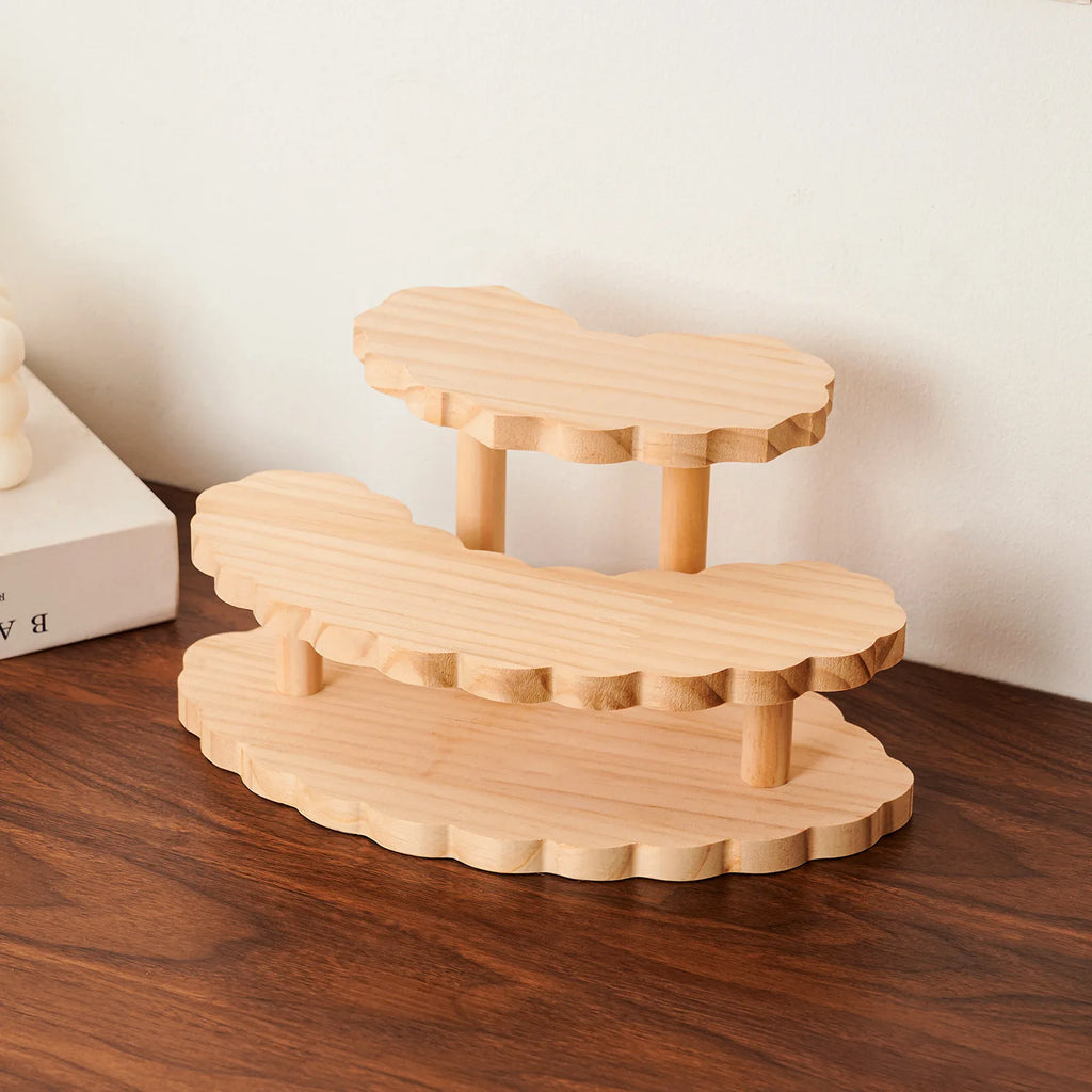 Solid Wood Fan-Shaped Ladder Display Rack | Multi-Layer Organizer